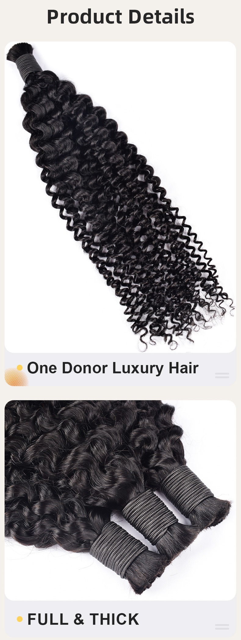 Get natural-looking bouncy waves with these genuine human hair bulk hair extensions, enhancing your hair's texture
